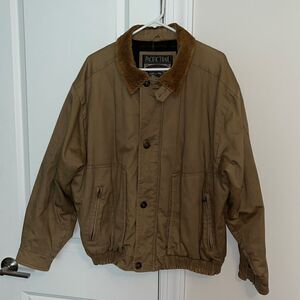 Vintage Flannel Lined Canvas Outdoor Jacket Coat Heavy Corduroy Collar Men's L